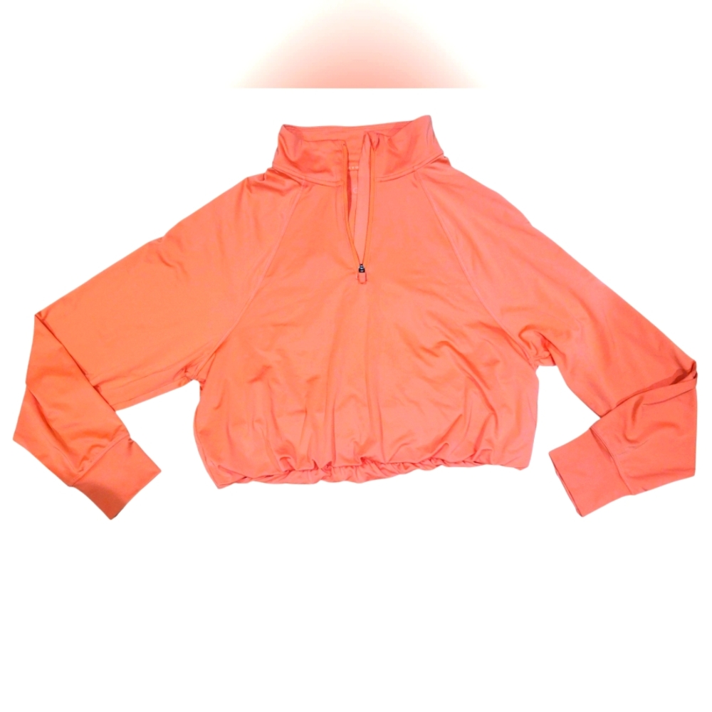 Athleta Girl Coral Pink Pullover Popover Half Zip Shirt Top 12